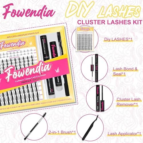 Fowendia Lash Clusters Kit Wanna Be 8-18mm Fairy Manga Eyelash Clusters DIY Lash Extension Kit Waterproof Wispy Anime Lashes Clusters Invisible Band 0.3mm Individual Cluster Eyelash Extensions Kit thumbnail 5