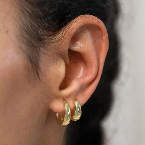 Gold Hoop Earrings Set for Women, 18 Pairs Hypoallergenic Statement Open Pearl Hoops Earring for Multipack, Gold Chunky Hoop Earrings for Women Trendy Jewelry thumbnail 3