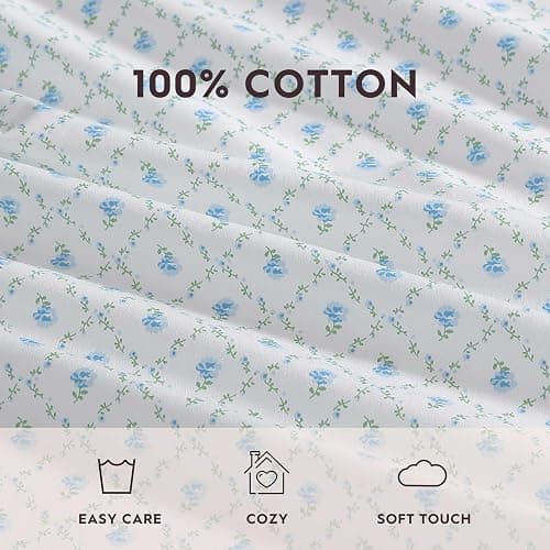 Laura Ashley - Sheet Set, Breathable Percale Cotton Bedding, 200 Thread Count, Deep Pocket, Chic Home Decor (Kate Blue, Full) thumbnail 6