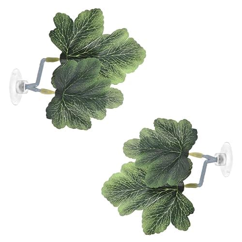 M METERXITY 2-Pack Betta Fish Leaf Pad, Hammock Plant Leaf Pad, Realistic Resting Fish Rest Bed for Fish Tank Decorations/Aquarium Accessories/Spawning Grounds [Green, Grape Leaves-Shaped] thumbnail 8