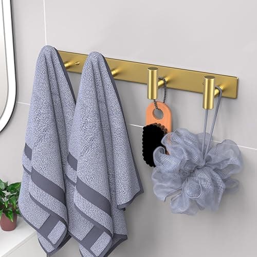 VAEHOLD Hat and Coat Wall Mount Rack - Hooks for Robes, Bags, Keys, and Towels - Bathroom Towel Hanger Organizer (Gold, “T“ Shape 4 Hooks 1 Pack) thumbnail 4