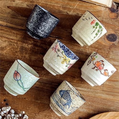 Nagpew 6 Pieces Japanese Tea Cups, 6 Oz Ceramic Coffee Cup | No Handle Teacup Matcha Mug with Good Heat Retention for Latte, Juice, Gift, Dishwasher Safe thumbnail 8