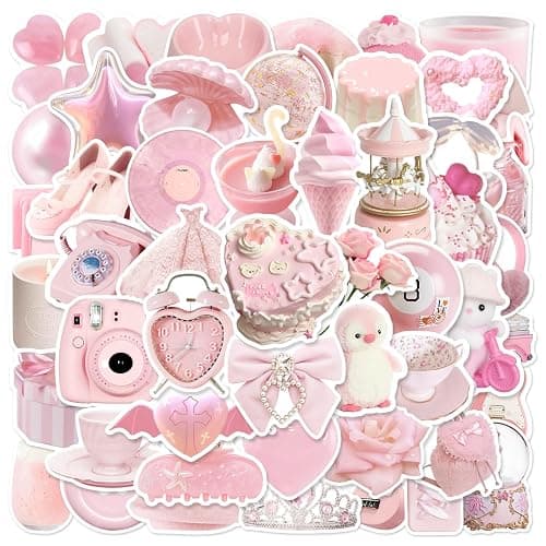 Stickers Aesthetic Waterproof Laptop Stickers Decals for Water Bottle Vintage Scrapbook Stickers for Journals Supplies Journal Planners (Pale Pink) - Image 1