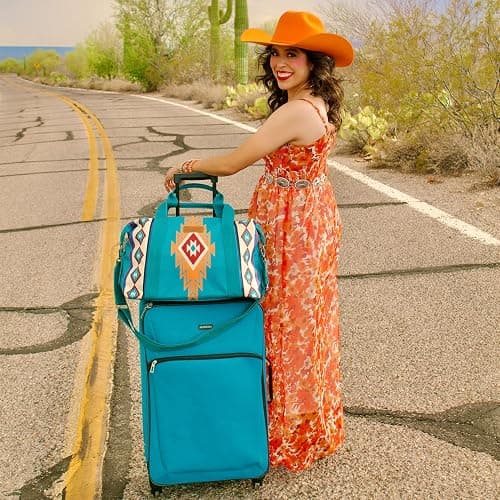 Wrangler Duffel Bag for Women Large Travel Weekender Bag Designer Aztec Carry On Bags, Turquoise thumbnail 3