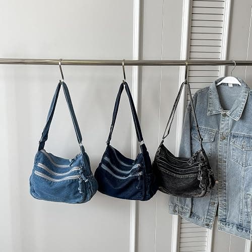 Large Denim Purses for Women Denim Tote Bag Casual Retro Crossbody Lightweight Shoulder Bag Canvas Handbags thumbnail 6
