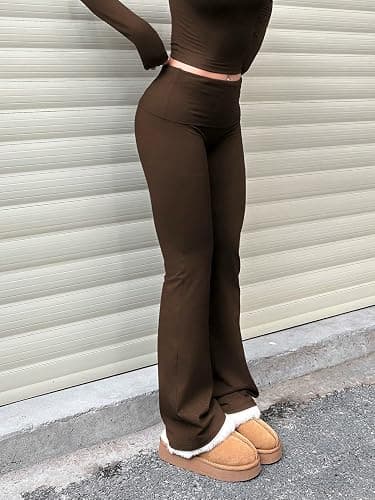 FAQUDY 3 Piece Women's Flare Leggings High Waisted Tummy Control Yoga Pants Black Bootcut Wide Leg Leggings Workout Pants thumbnail 4