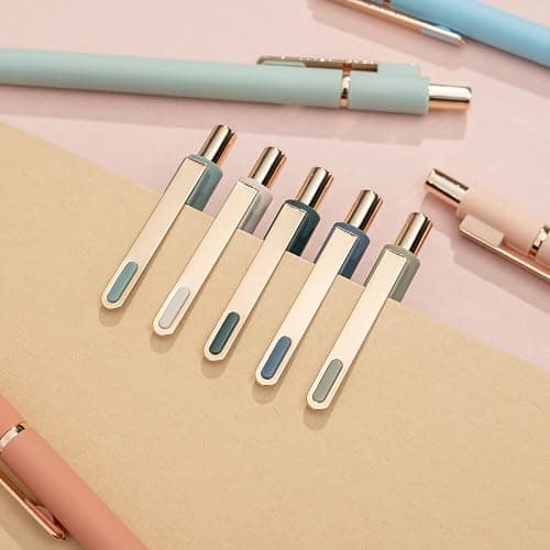 Linbsunne Gel Pens Black Ink Pens for Office 0.5mm Fine Point Pen Smooth Writing Retractable (Metal gold clip-10 pcs) thumbnail 2