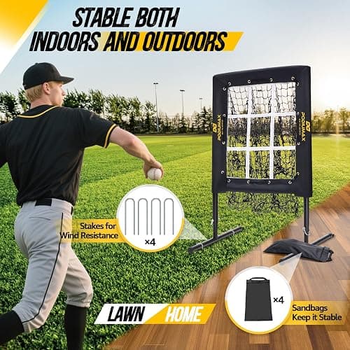 PodiuMax Baseball Pitching Net, 9 Hole Pitching Net with Strike Zone, 5 Adjustable Heights Baseball Throwing Net for All Ages, Heavey Duty Solo Trainer with Carry Bag for Backyard Practice thumbnail 6