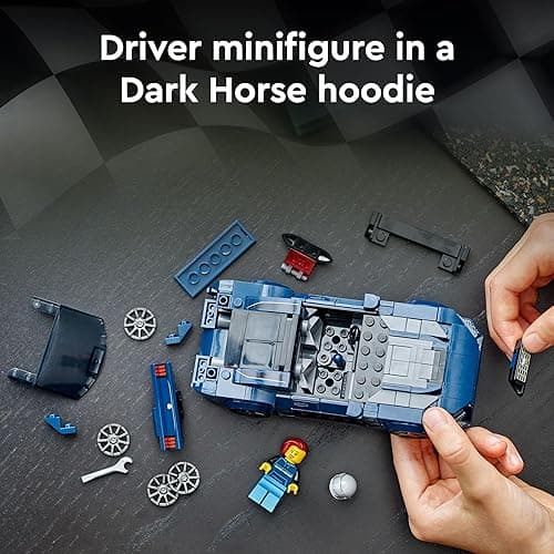 LEGO Speed Champions Ford Mustang Dark Horse Sports Car Toy, Buildable Ford Mustang Toy for Kids, Blue Toy Car Model Set, Gift Idea for Boys and Girls Aged 9 Years Old and Up, 76920 thumbnail 6