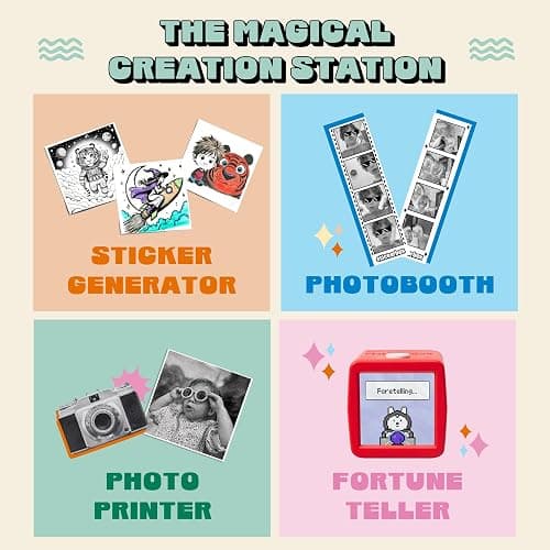 Hapiko Stickerbox AI Voice-Powered Mini Sticker Maker for Kids | Portable thermal inkless printer, 3 paper rolls & 8 colored pencils, Ages 5+, Kid-safe, Screen-free custom plays thumbnail 6