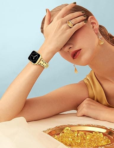 TOYOUTHS Beaded Bracelet Compatible with Apple Watch Bands 38/40/41/42/44/45/46/49mm Women, Dressy Fancy Stainless Steel Metal Elegant Jewelry Strap for iWatch Series 11 10 9 8 7 6 5 4 Ultra/SE 3 2 1 thumbnail 6