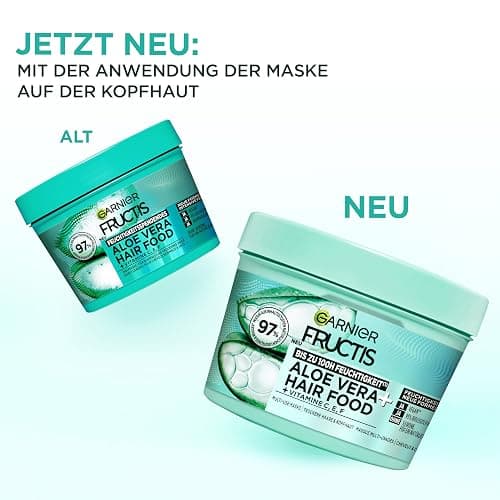 Garnier Fructis Aloe Vera + Haarmaske, Leave-In Haarkur für normales bis trockenes Haar & Kopfhaut, Mehr Geschmeidigkeit und Glanz, Intensive Feuchtigkeit, Ohne Silikone, Vegan, Hairfood, 3in1, 400ml thumbnail 3