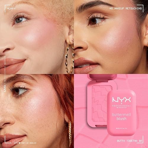 NYX PROFESSIONAL MAKEUP Buttermelt Powder Blush, Fade and Transfer-Resistant Blush, Up to 12HR Make Up Wear, Vegan Formula - Butta Together thumbnail 6
