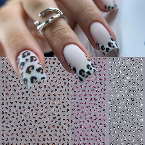 Leopard Print Nail Art Stickers 10 Sheets Fall Nail Decals with Cheetah Animal Skin 3D 5D Embossed Self-Adhesive Hibiscus Flower Designs Manicure Decorations Nail Art Supplies for Women Girls thumbnail 5