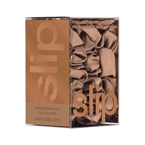 slip Back to Basics Light Brown Midi & Large Scrunchie Set | Includes 2 Midi & 1 Large Pure Silk Scrunchies | 100% Mulberry Silk, Anti-Crease, Hair-Friendly, Reduces Breakage | Stylish & Durable thumbnail 9