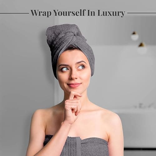 Tens Towels Pack of 8 Towels Set, 2 Extra Large Bath, 2 Hand, 4 Washcloths, 100% Cotton, Lighter Weight, Quicker to Dry, Super Absorbent, Perfect for Bathroom, Dark Grey thumbnail 4