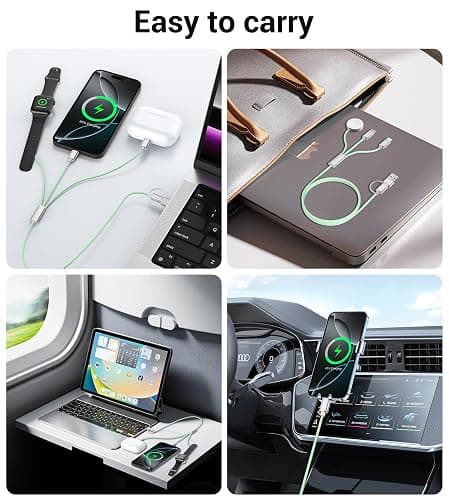 Temdan for Travel Vacation Essentials,3 in 2 USB C Cable for Apple Watch Charger/iPhone 17 Charger/Lightning,Multi Charging Cable Cord,Camping Essentials,Designed for iWatch &iPhone 16-12-5FT Green thumbnail 7