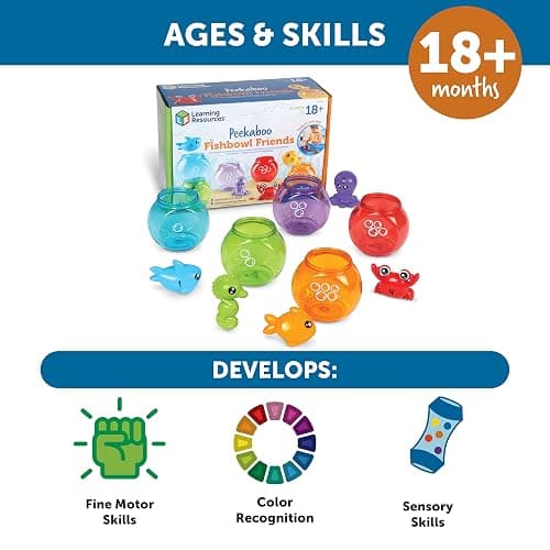 Learning Resources Peekaboo Fishbowl Friends - Counting and Fine Motor Skills, Water and Bathtub Toys, Toddler Games, Preschool Activities, Math Manipulatives, Gifts for Boys and Girls thumbnail 6