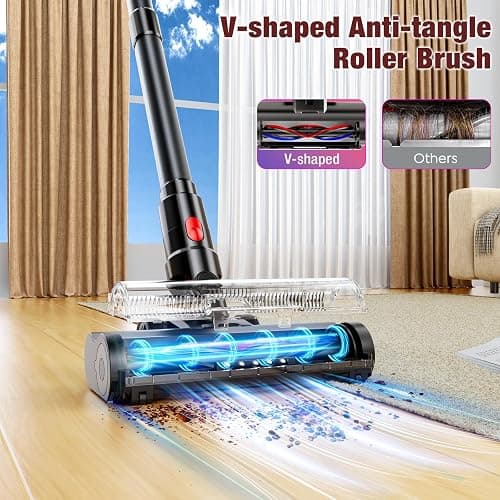 Zyxrona Cordless Vacuum Cleaner, 450W/40Kpa Stick Vacuum with Powerful Suction, 50Min Vacuum Cleaner for Home, Anti-tangle and 1L Dust Cup, 8 in 1 Lightweight Vacuum for Hardwood Floor Carpet Pet Hair thumbnail 6