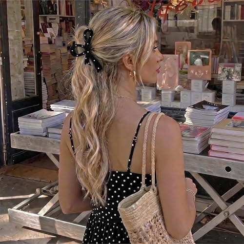 3 Pack Elegant Polka Dot Hair Claw for Women, Strong Hold Jaw Clips | Black & White, Bow & Claw Styles, Retro Chic Design, Soft Vintage Aesthetic thumbnail 3