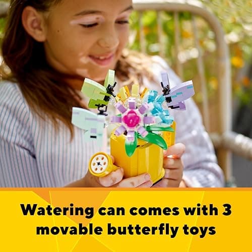 LEGO Creator 3in1 Flowers in Watering Can Toy to Welly Boot to 2 Birds on a Perch, Animals Set for Girls, Boys & Kids, with 3 Butterfly Toys, Makes a Great Desk Accessory, Nature Gift 31149 thumbnail 7