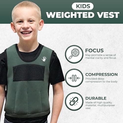 Weighted Vest For Kids - Adjustable Compression Vest With Six Removable Weights Included - Breathable Snug Fit Design thumbnail 6