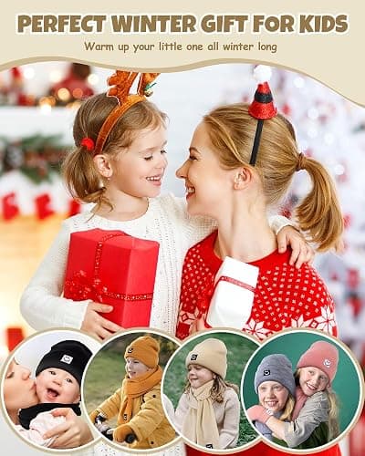 Baby Beanie Mittens Scarf Set,Toddler Kids Winter Hat and Thermal Gloves Neck Warmer Set for Girls Boys thumbnail 7