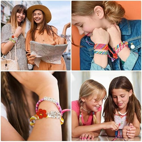 Friendship Bracelet Making Kit for Girls Ages 8-12, Kids Jewelry Making Kit with 28 Pre-Cut Threads and Letter Beads, Arts and Crafts for Kids, Birthday Easter Gifts for 6 7 8 9 10 11 12 Year Old thumbnail 5