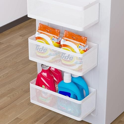 Magnetic Shelf for Washing Machine Magnetic Organizer for Laundry Washing Machine Shelf Hanging Basket Storage Magnetic Fridge Shelves Spice Rack for Refridgerator (White, L13.78in*W5.12in*H3.94in) thumbnail 8