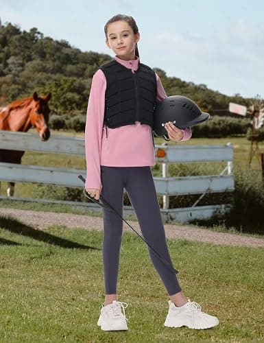 MoFiz Girls Long Sleeve Equestrian Riding Shirt Soft Thermal Half Zip Fleece Lined Jacket for Winter Horseback Riding Kids thumbnail 6