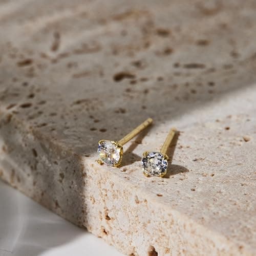 Small Gold Stud Earrings Set for Women Men, Hypoallergenic Cubic Zirconia Mini Stud Earrings for Women, 14K Gold Plated Tiny Cartilage Earrings Set for Multiple Piercing 5 Earrings Pack thumbnail 6