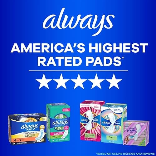 Always Maxi Pads for Women, Pad without Wings, Regular Absorbency, Size 1, Unscented, 48 Count (Pack of 2) thumbnail 13