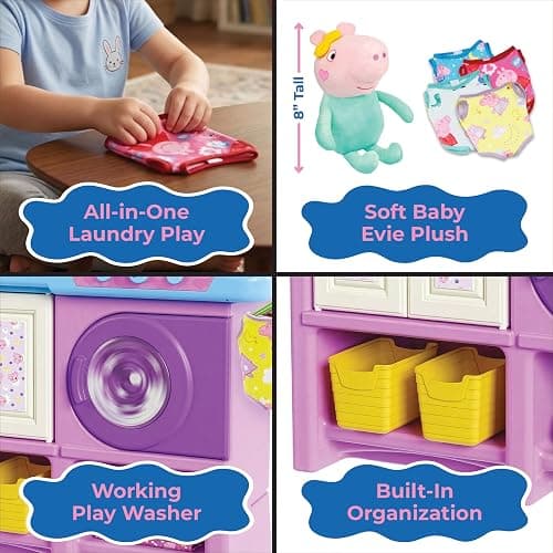 World Tech Toys Peppa Pig Baby Evie Playset – 8" Plush, Pink Nursery Station, High Chair, Play Washing Machine - Role-Play Playset - Ages 3+ thumbnail 4