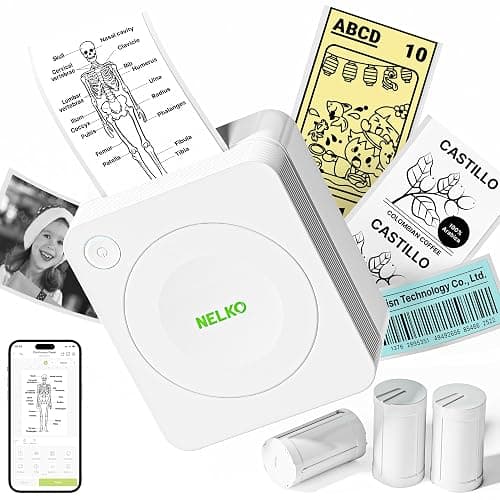 Nelko Sticker Printer, PM230 Print Pod Mini Bluetooth Portabel Sticker Maker with 3 Rolls Paper, Print Pods with Multiple Templates for Phone & Tablet, Smart AI APP,Valentine's Day Gifts, White - Image 1