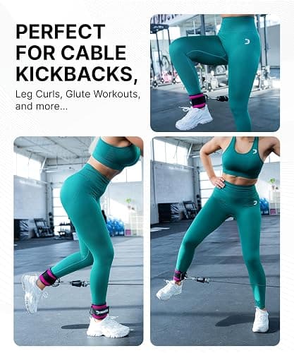 DMoose Ankle Strap for Cable Machine - One Size Fit with Premium Padding, Workout Kickback Ankle Cuffs, Ankle Bands for Working Out, Booty Workouts, Leg Extension, Hip Abductors & Lower Body Exercises thumbnail 2