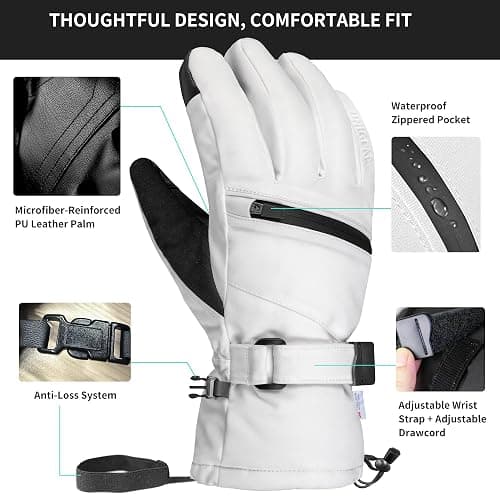 Unigear Skihandschuhe Herren Damen, 3M Thinsulate Winterhandschuhe Touchscreen, Thermohandschuhe wasserdicht warm rutschfest für Skifahren Snowboard Eislaufen Wandern Radfahren thumbnail 5