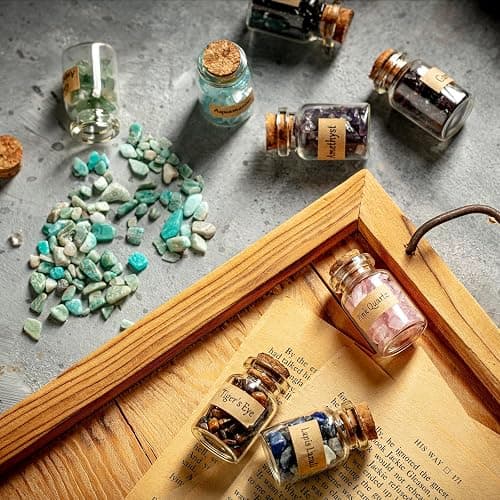 KHOCOEE 24 Gemstone Bottles Chip Crystals and Healing Stone, Chakra Healing Crystals Bottles, Wicca Gem Stones Set, Witchcraft Crystals thumbnail 7