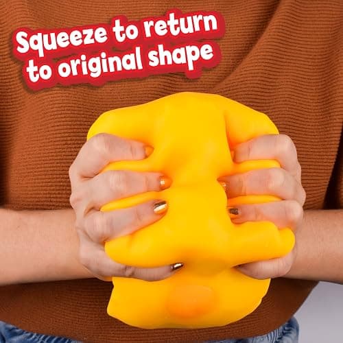 Extra Large Squishy Squeeze Cheese Block, Gag Gifts Funny Adult, 4.25 Inch Giant Stress Ball, Fidget Sensory Toy for Kids thumbnail 2