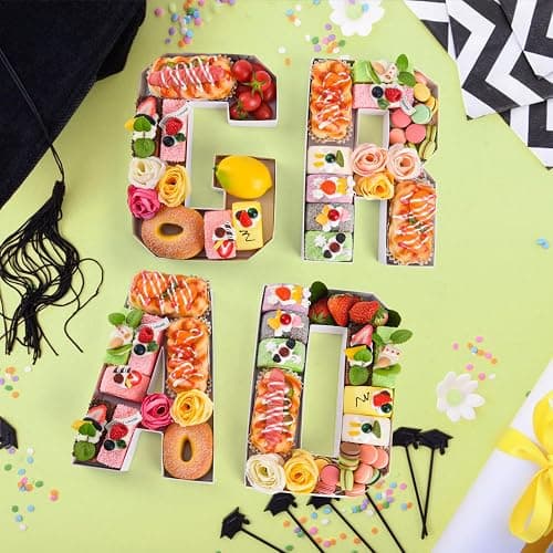 Datyiiha GRAD Set Cardboard Letter for Charcuterie 10.2'' Congrats Grad Fillable Tray Charcuterie Paper Box for Graduation Party Decorations Chocolate Candy Cupcake Container thumbnail 5