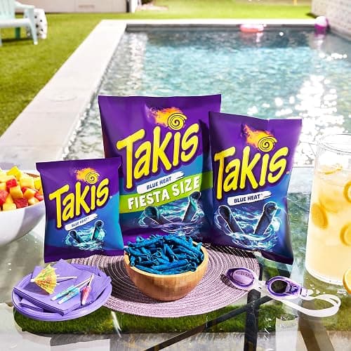 Takis Blue Heat Rolled Tortilla Chips, 9.9oz Bag | Extremely Spicy Hot Chili Pepper Flavor, Corn Snack Chips, Individual Bags, Sharing Size thumbnail 6