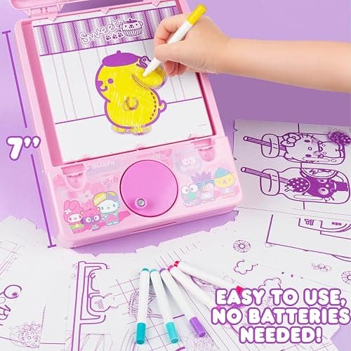 Hello Kitty and Friends Color Motion Animation Tablet - Turn Drawings Into Kitty With 20 Design Inserts, Coloring Markers, Drawing Pad, Sanrio Stuff, Sketch Pad, 8"W x 10.9"H thumbnail 6
