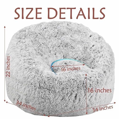 Plush Faux Fur Bean Bag Chairs, Memory Foam Filled Sofa Chair Shape Bean Bag for Adults/Teens/Kids, Ultra-Soft Lazy Sofa for Living Room Bedroom College Dorm, Grey thumbnail 2