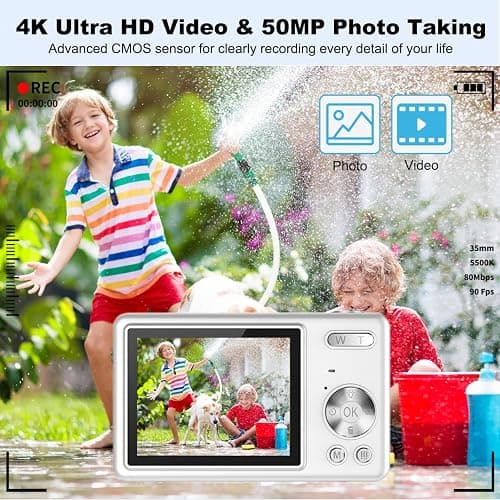 4K Digital Camera, Acbaeta Autofocus 50MP Vlogging Camera with 32G SD Card, 16X Zoom, Flash, Anti-Shake, Compact Portable Small Point and Shoot Digital Camera for Kids Student Teen Adult Beginner thumbnail 2