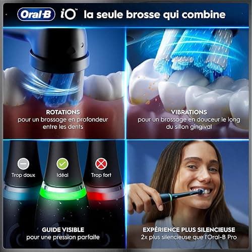 Oral-B Brosse A Dents Electrique iO 3 Rose, 3 Modes De Nettoyage Dont Blancheur, Brossage Silencieux, Capteur De Pression, Brossette De Rechange Oral B, Embout Rond, Chargeur, En Carton thumbnail 4
