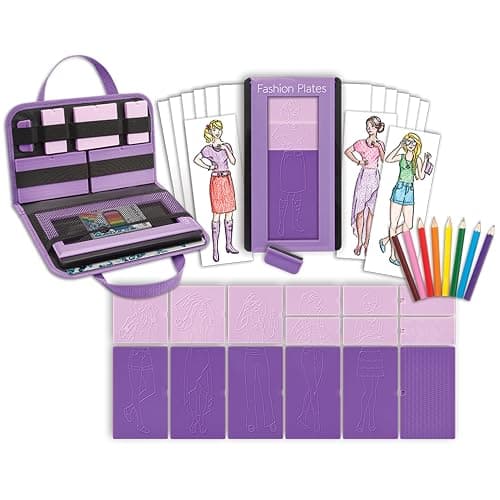 Fashion Plates Classic – Girls Fashion, Mix-and-Match Drawing Kit, Arts and Crafts, Coloring, Art Supplies, Craft Supplies, Stencils, Crayons Included, Create Your Own Designs, Ages 6+ thumbnail 3
