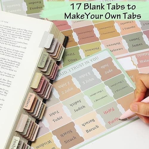 DazSpirit Bible Journaling Kit, 12 Pastel Bible Highlighters and 6 Pens with 90 Laminated Tabs, Bible Study Kit for Women & Men Office School, Christian Study Supplies - Highlighters + Color Pens + Tabs thumbnail 7