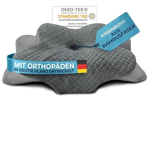Glückstoff® Kissenbezug für Orthopädisches Kissen [mit Kühl- und Wärmeeffekt] aus Bambusfaser und Spandex | Weich & Kuschelig | Ersatzbezug | Grau | Version: Ergo - Image 1