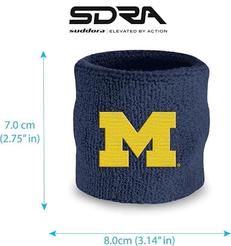 College Wrist Sweatbands - Athletic Cotton Terry Cloth Wrist Bands for School Basketball, Tennis, Football, Baseball (Pair) thumbnail 3