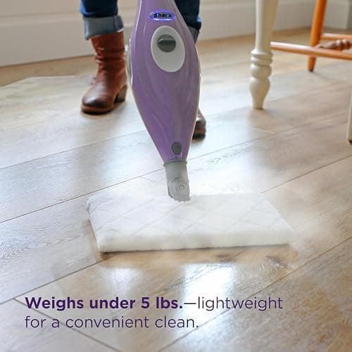 Shark Steam Pocket Mop with 2 Washable Double-sided Pads, Purple, S3501 | Lightweight, 2 Machine Washable Double-Sided Microfiber Pads, Swivel Steering, Steam Sanitization on Sealed Hard Floors thumbnail 6