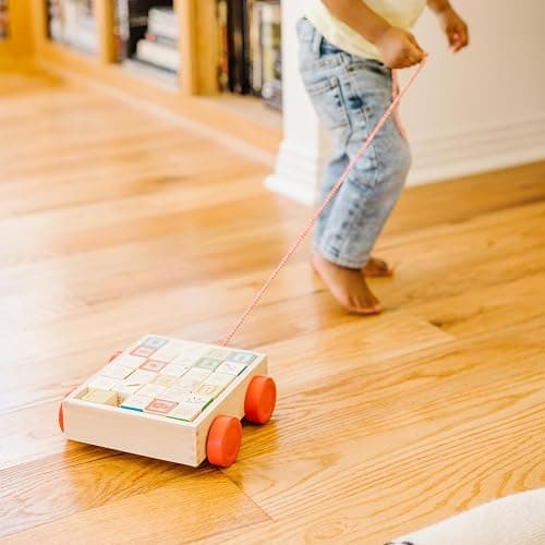 Melissa & Doug Classic ABC Wooden Block Cart Educational Toy with 30 1-Inch Solid Wood Blocks, Multicolor thumbnail 7